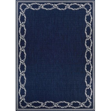 Couristan Couristan 16826500039055T 3 ft. 9 in. x 5 ft. 5 in. Recife Rope Knot Power Loomed Rectangle Area Rug - Ivory & Indigo 16826500039055T